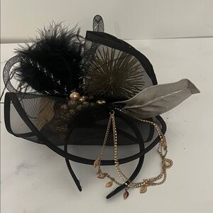 Black Feather and Mesh Fascinator Headband by the head mistress